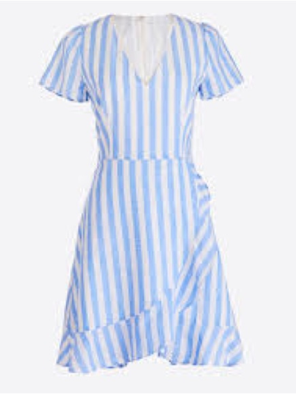 J. Crew Blue and White Striped V-Neck Wrap Dress